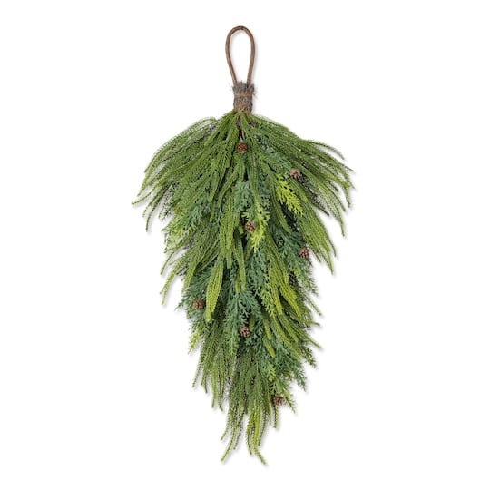 Glitzhome 31.5"H Christmas Greenery Mixed PE Dripping Teardrop with Pinecones - Pattern/Print